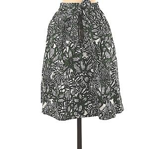 Green and white floral skirt with tie waist